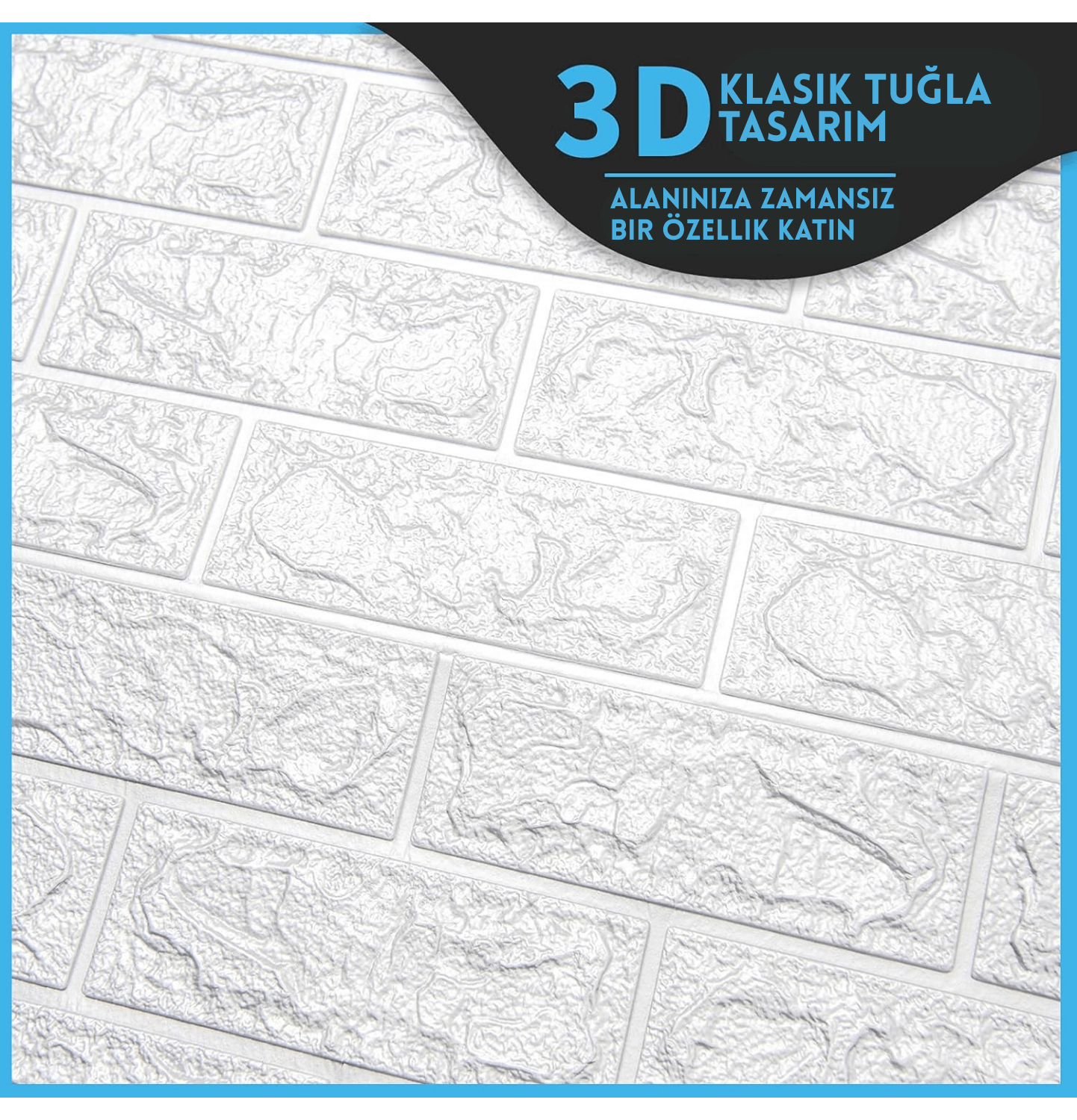 Kendinden Yapışkanlı 3D Tuğla Desenli Boyanabilir Duvar Paneli 6 Adet (58x38 cm / ~1.32 m²) - 5
